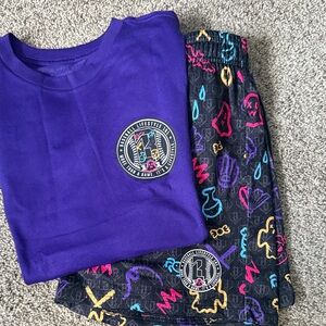 Purple Graphic T-Shirt and Colorful Shorts Set baseball 101 NWT